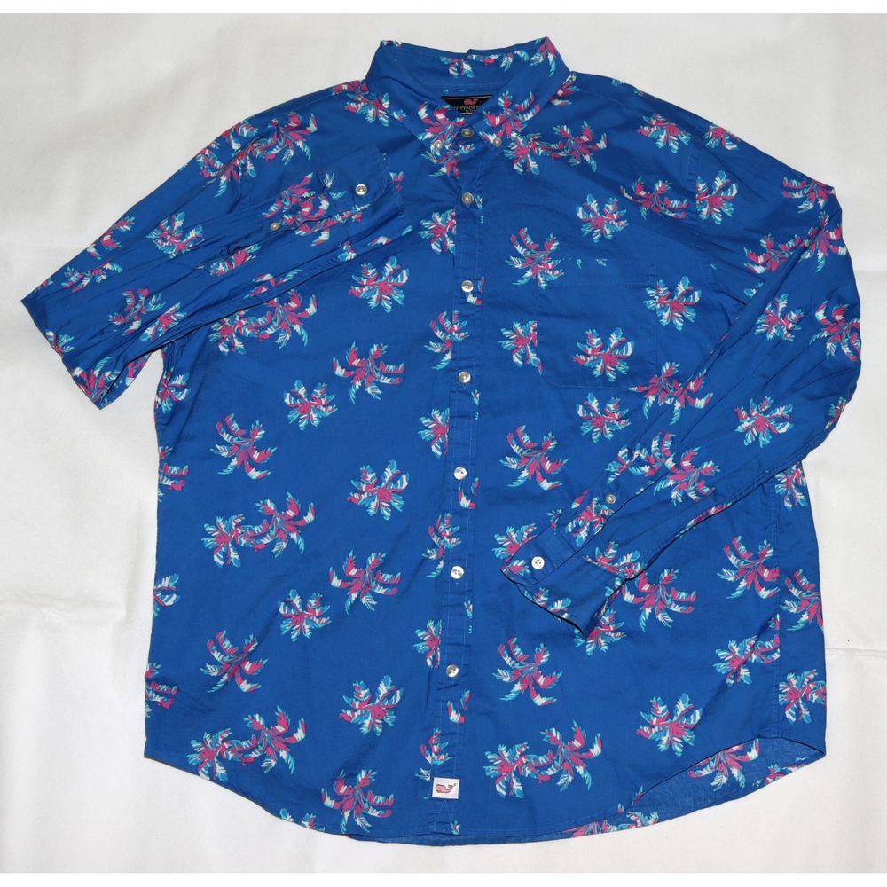 vineyard vines Slim Fit Murray Whale Men's Long Sleeve Button Shirt‎ Size XL
